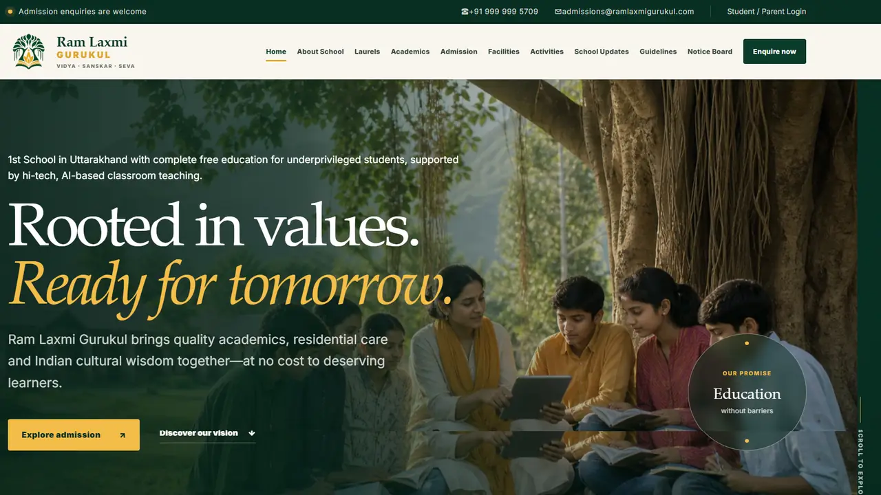 Ram Laxmi Gurukul education website project