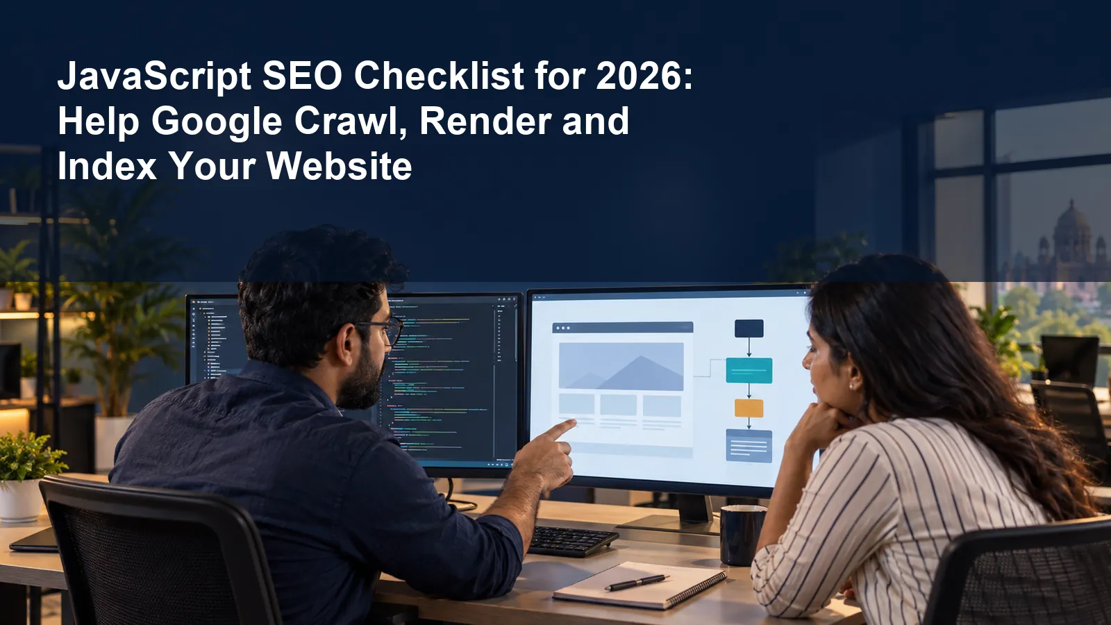 Indian developer and SEO strategist reviewing a JavaScript website crawl, render and index workflow