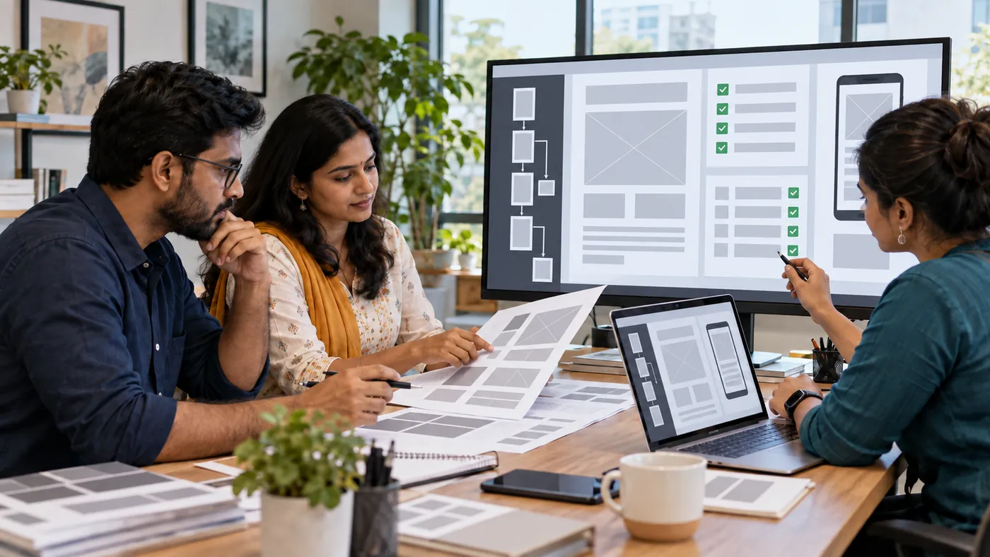Indian content, design and development team checking PDF structure, metadata and mobile presentation
