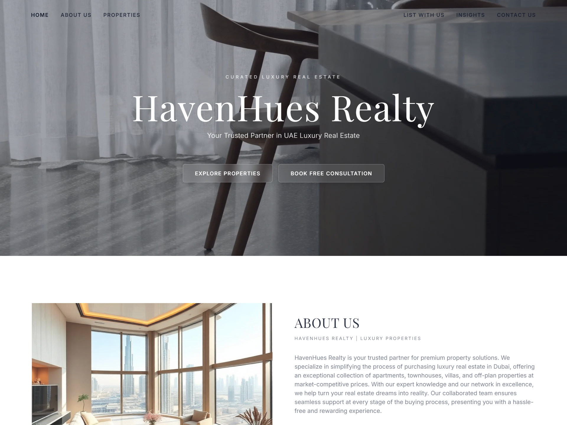 HavenHues Realty website project