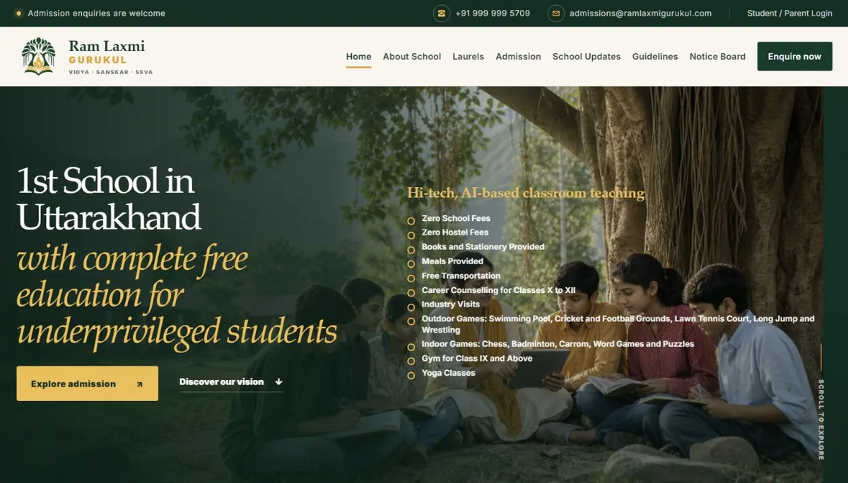 Ram Laxmi Gurukul website project